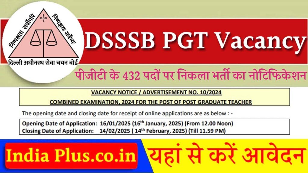 DSSSB PGT Vacancy iNDIAPLUS