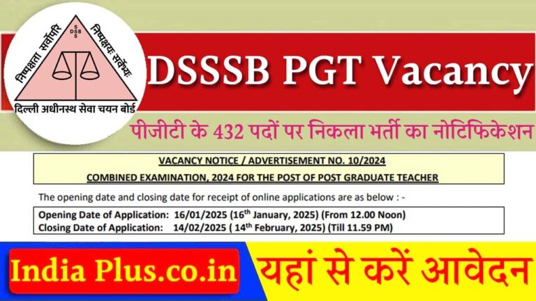 DSSSB PGT Vacancy iNDIAPLUS