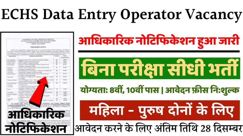 ECHS Data Entry Operator Vacancy