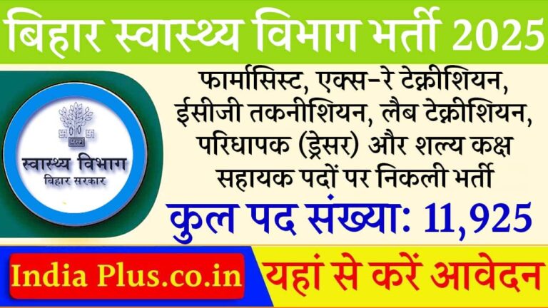 Bihar Health Department Vacancy 2025 iNDIAPLUS