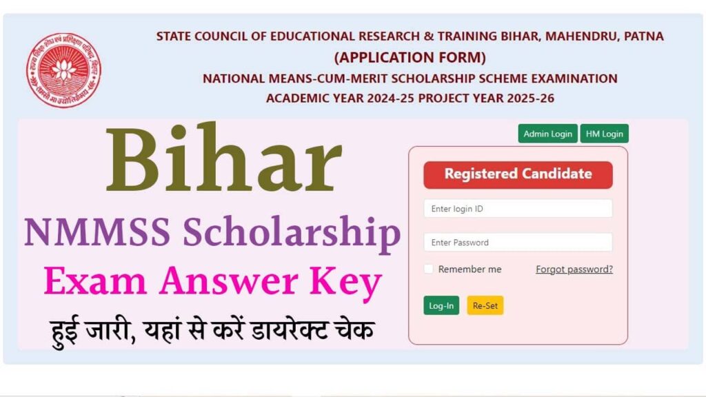 Bihar NMMSS Scholarship Exam Answer Key 2025