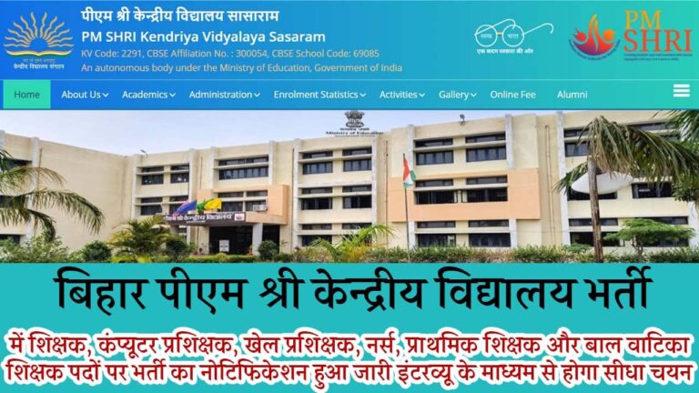 Bihar PM SHRI Kendriya Vidyalaya Vacancy 2025 iNDIAPLUS